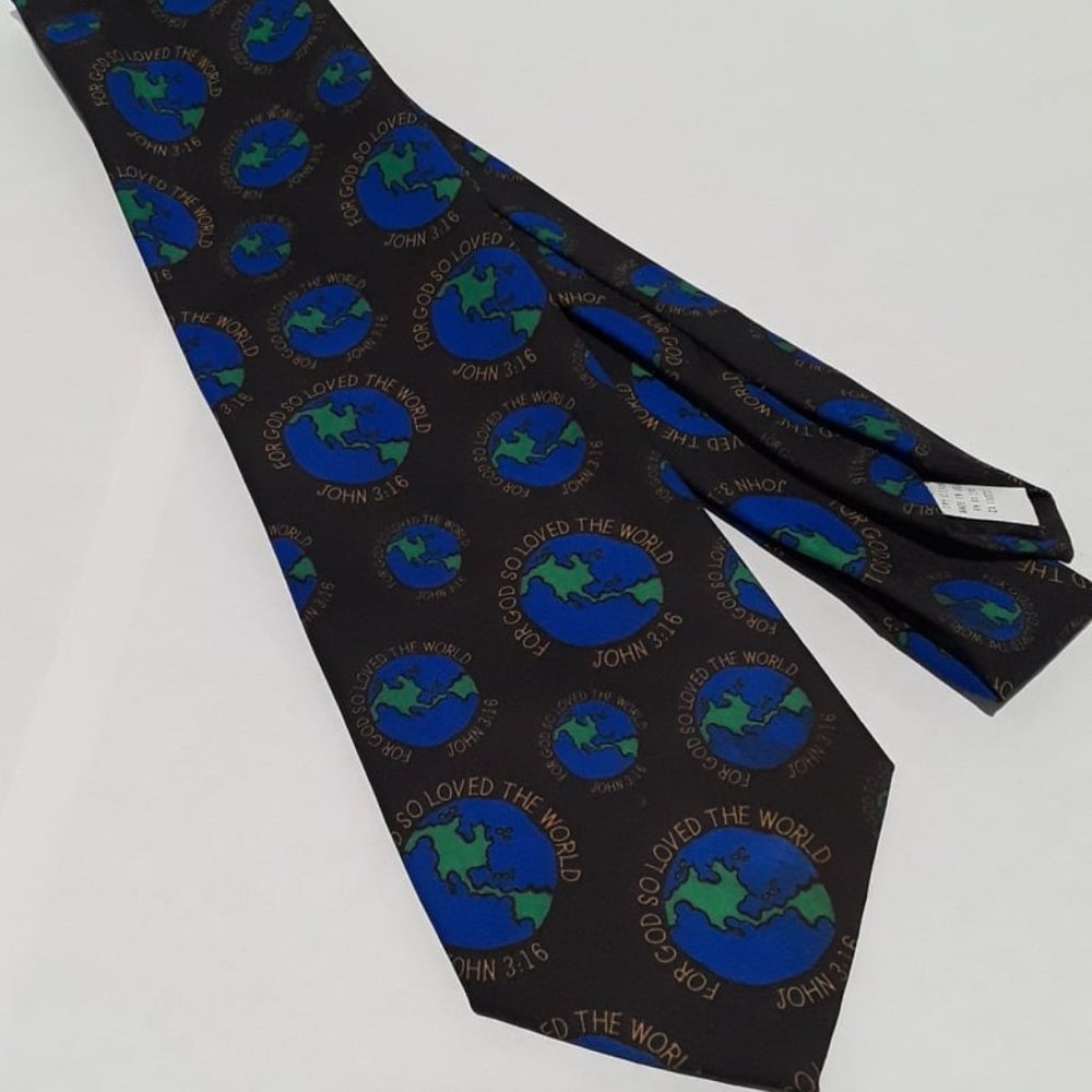 FOR GOD SO LOVED THE WORLD NECKTIE - WALNUT RIDGE TIE - BY HEIDI ANN PAULOWSKI